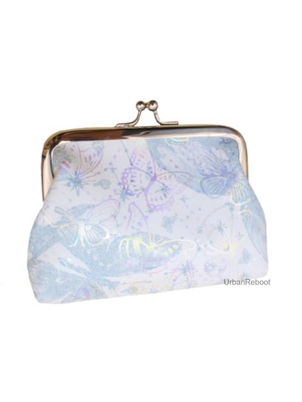 PU Leather Kiss Lock Coin Purse Butterfly Pattern Mini Pouch Key Bag